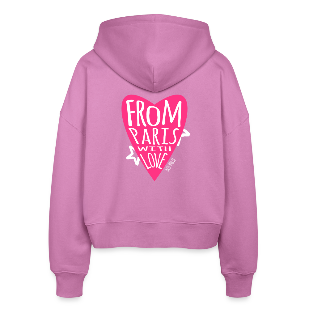 Sweat à Capuche court Paris love - ACB-Paris pour femme - rose