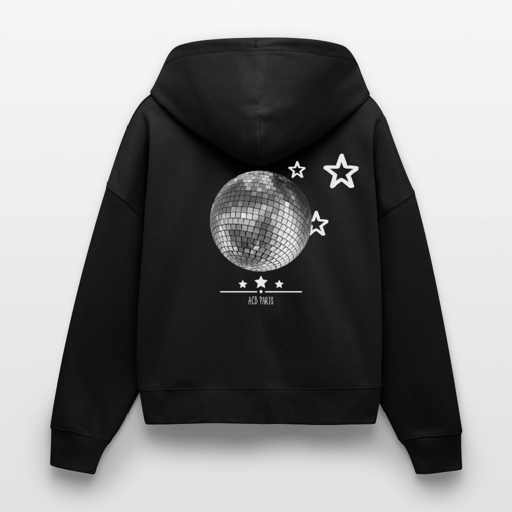 Sweat à Capuche court Disco Star - ACB-Paris pour femme - noir