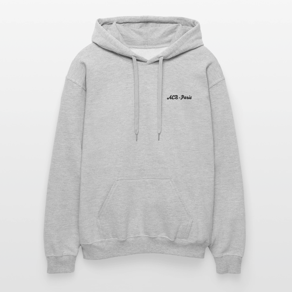 Sweat à capuche coeur acb oversize unisexe zenlio - gris clair chiné