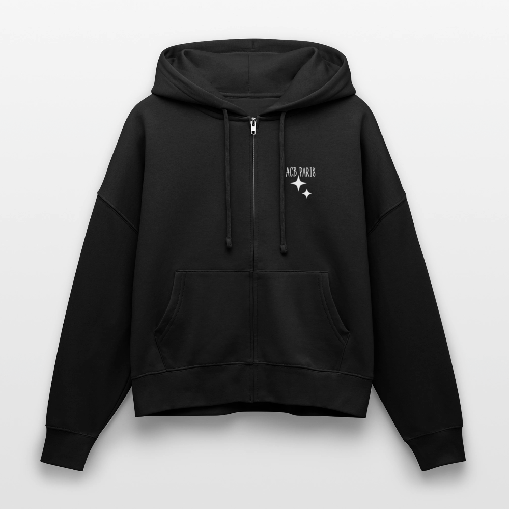 Sweat à Capuche court Paris love - ACB-Paris pour femme - noir
