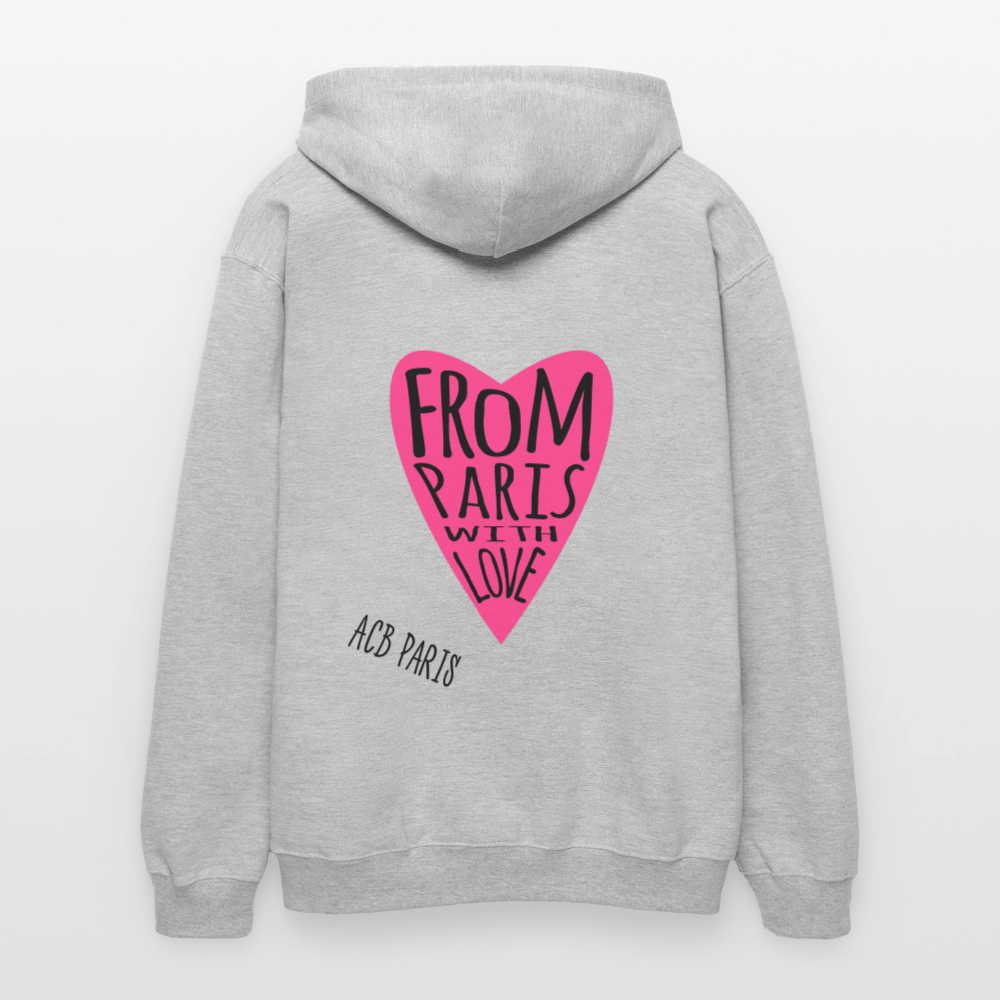 Sweat a capuche ACB-Paris Ilove Paris - gris clair chiné