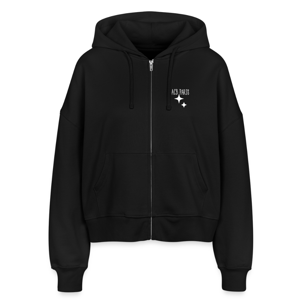 Sweat à Capuche court Paris love - ACB-Paris pour femme - noir