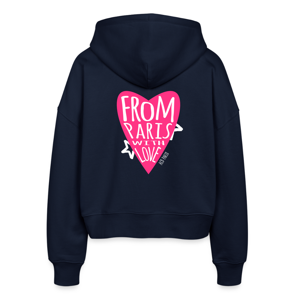 Sweat à Capuche court Paris love - ACB-Paris pour femme - marine