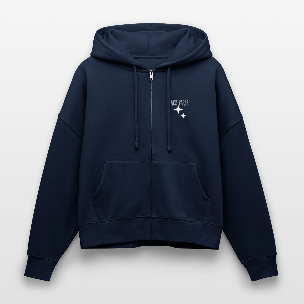 Sweat à Capuche court Paris love - ACB-Paris pour femme - marine