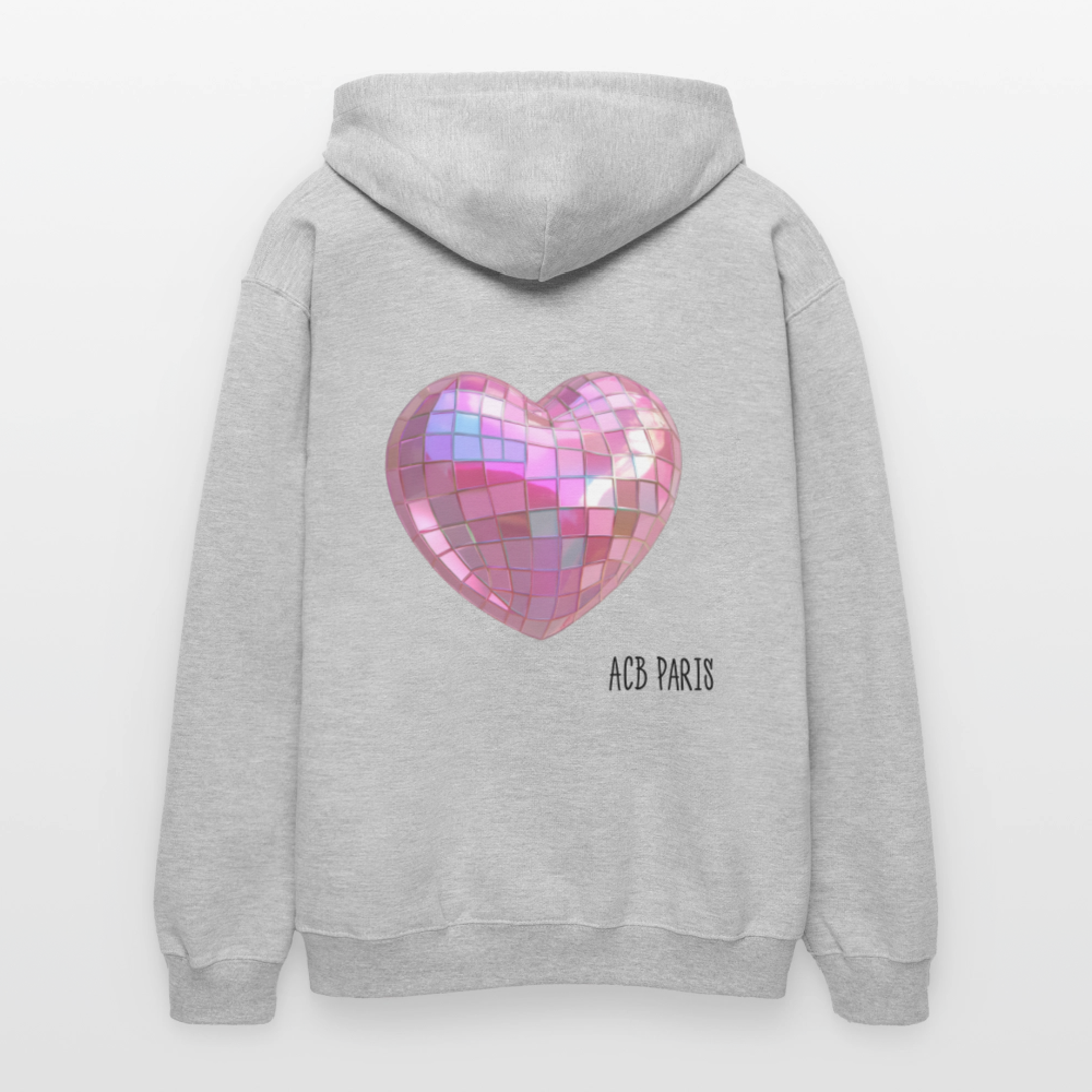 Sweat à capuche coeur acb oversize unisexe zenlio - gris clair chiné