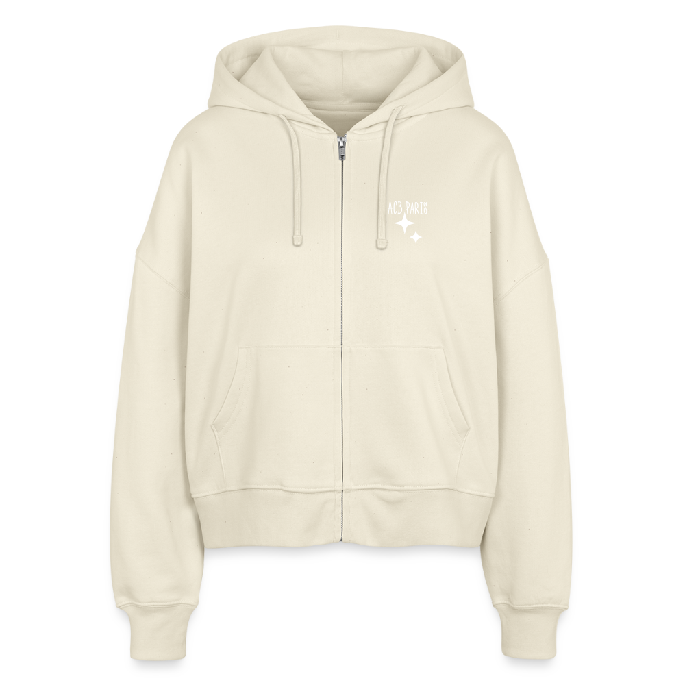 Sweat à Capuche court Disco Star - ACB-Paris pour femme - blanc gris
