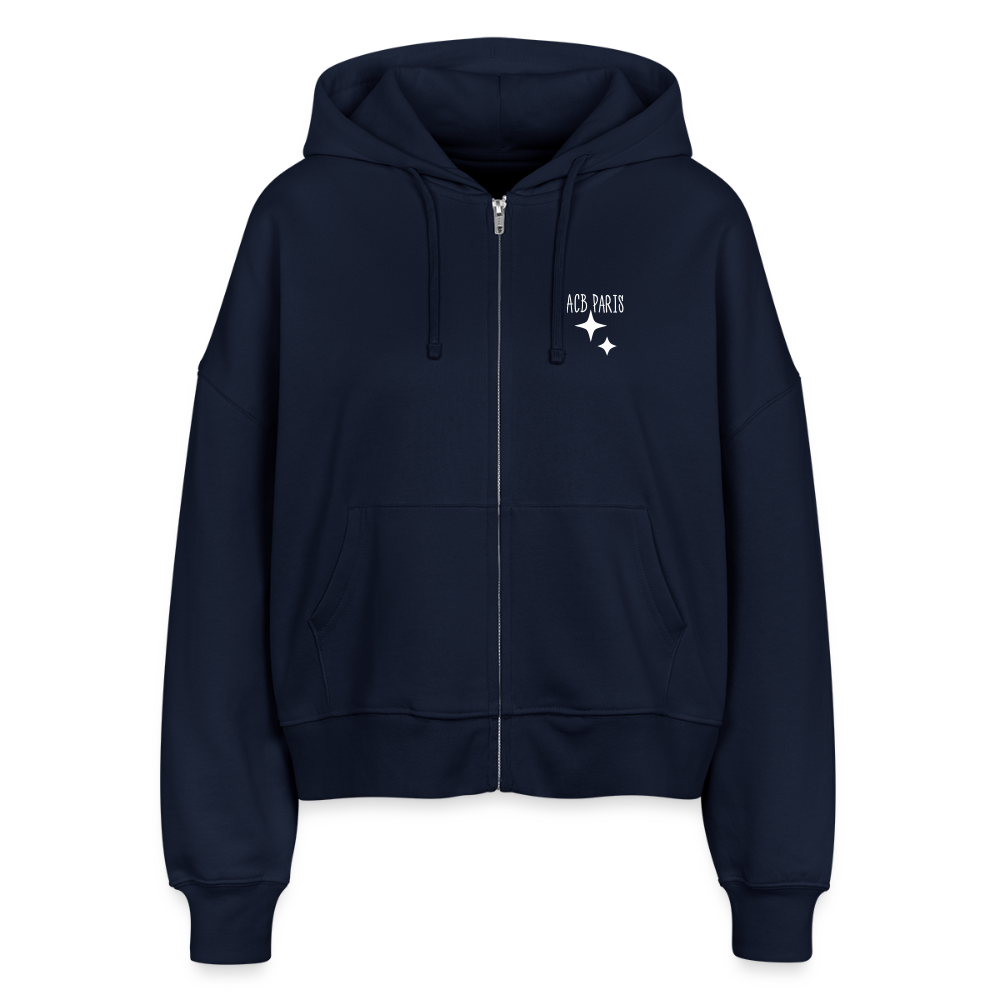 Sweat à Capuche court Paris love - ACB-Paris pour femme - marine