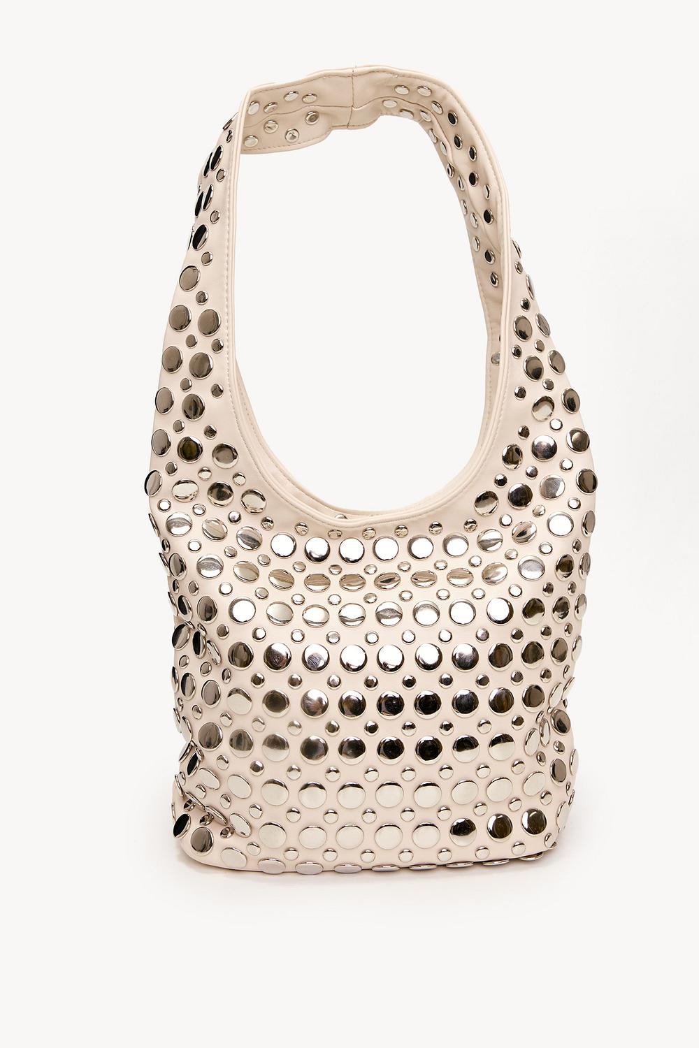 Sac beige bandoulière à clous - ACB-PARIS