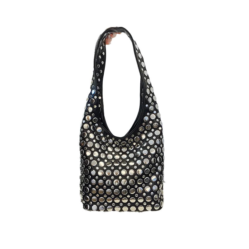 Sac noir bandoulière à clous - ACB-PARIS