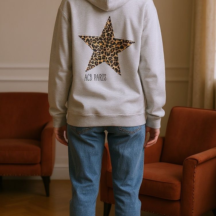 ACB-Paris Leopard Star Hoodie 100% cotton