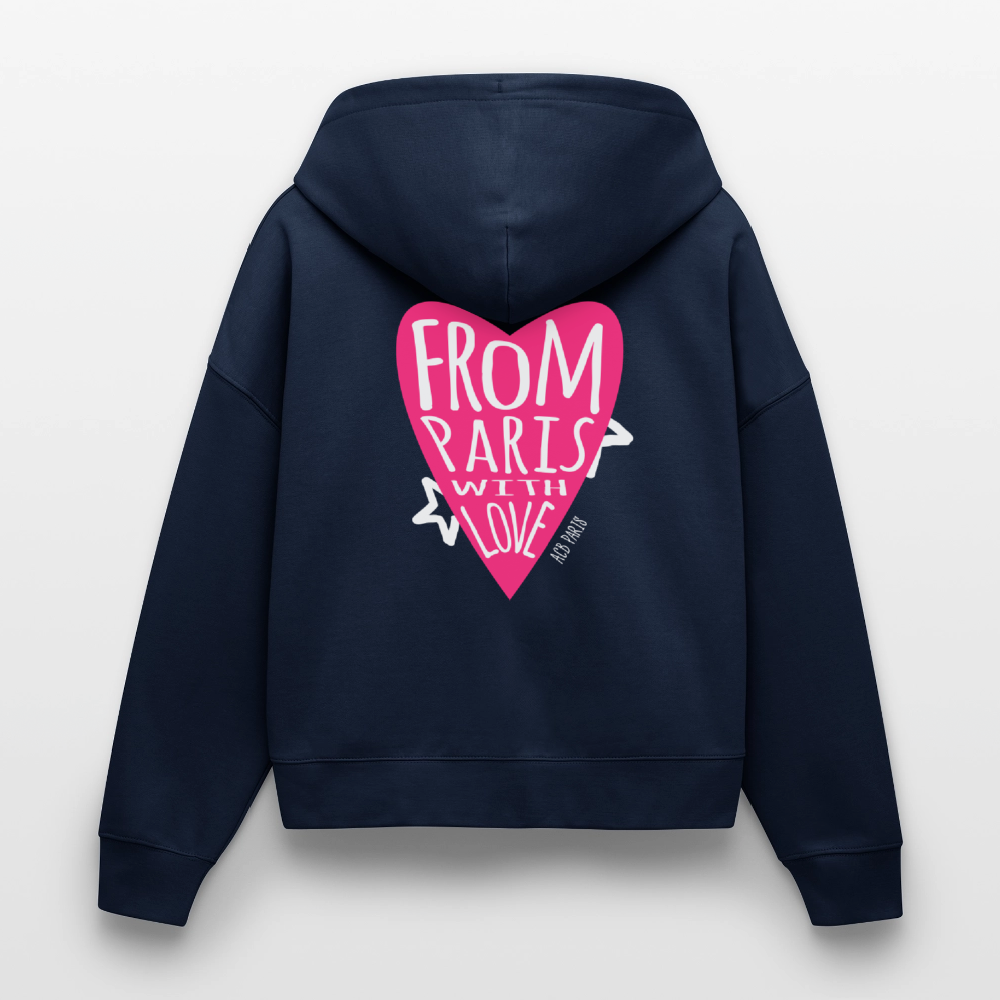 Sweat à Capuche court Paris love - ACB-Paris pour femme - marine