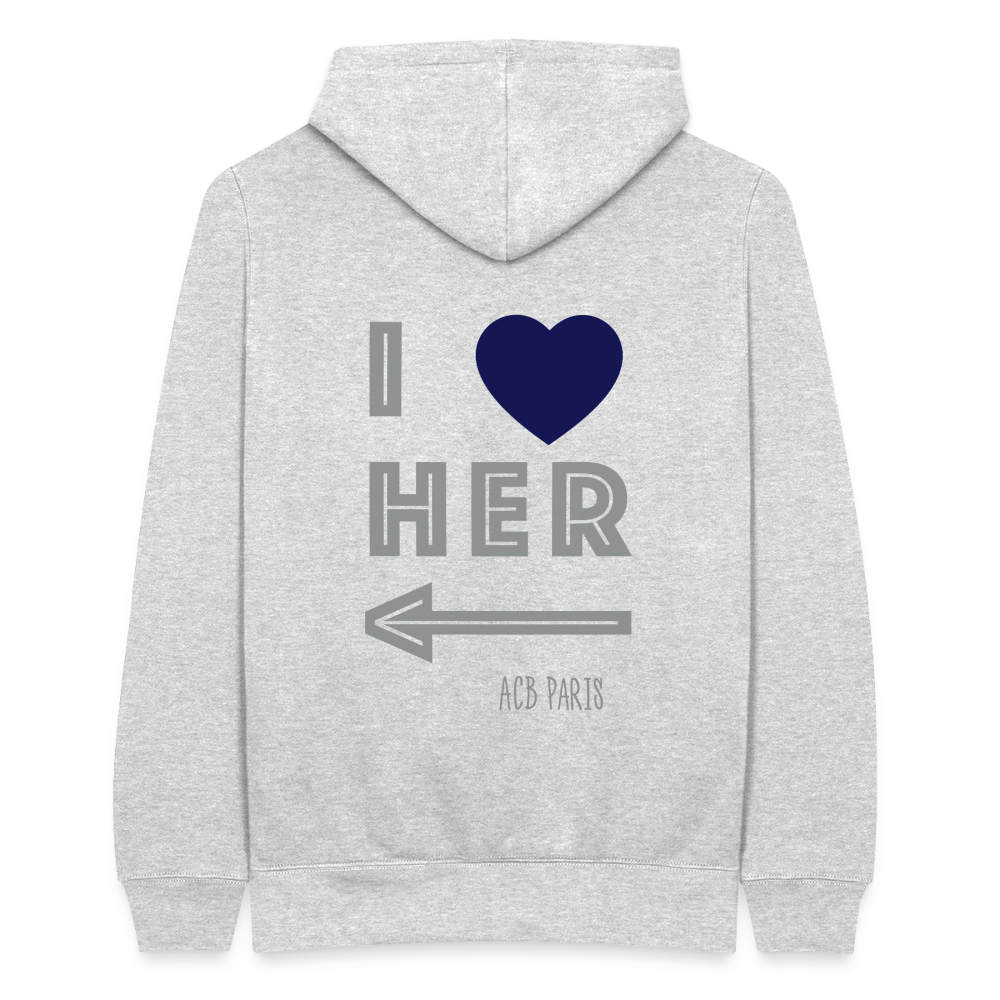 Sweat a capuche ACB-Paris i love her - heather grey