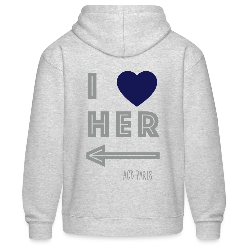 Sweat a capuche ACB-Paris i love her - heather grey