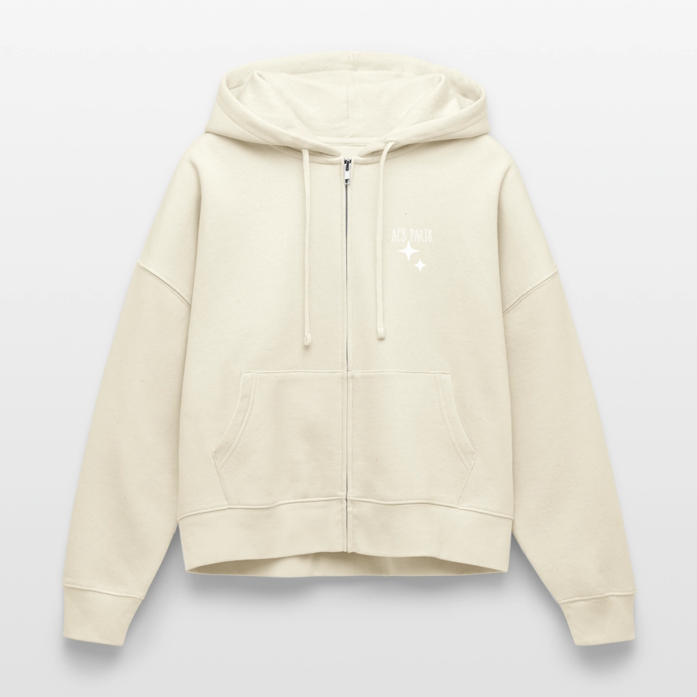 Sweat à Capuche court Disco Star - ACB-Paris pour femme - blanc gris