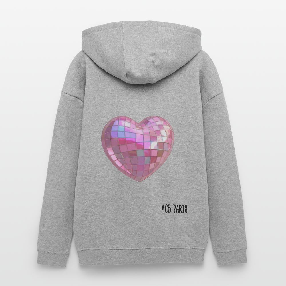 Sweat à capuche coeur acb oversize unisexe zenlio - heather grey