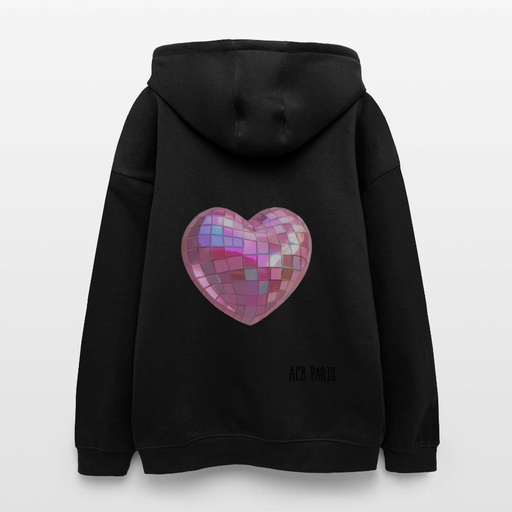 Sweat à capuche coeur acb oversize unisexe zenlio - black