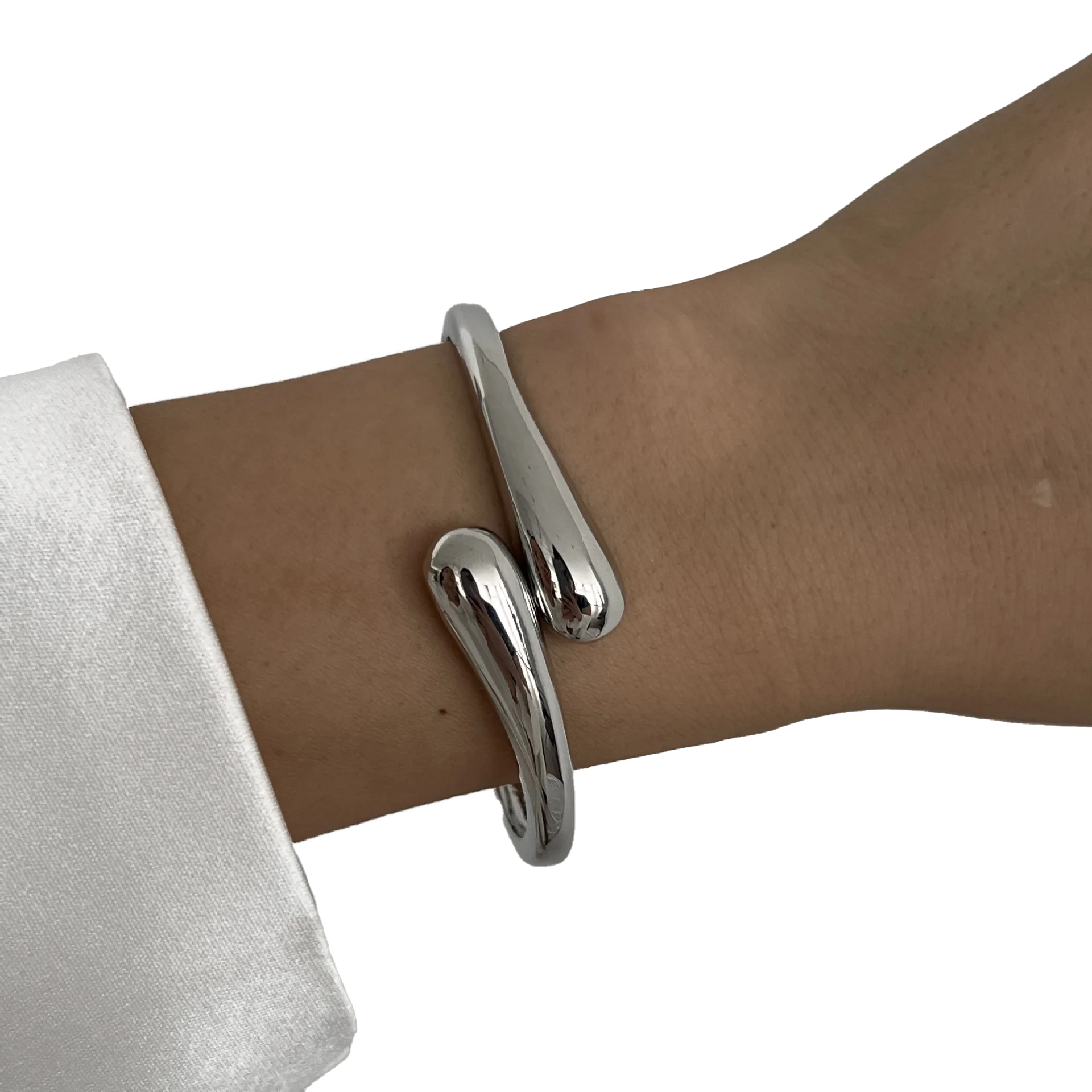 Bracelet manchette argenté