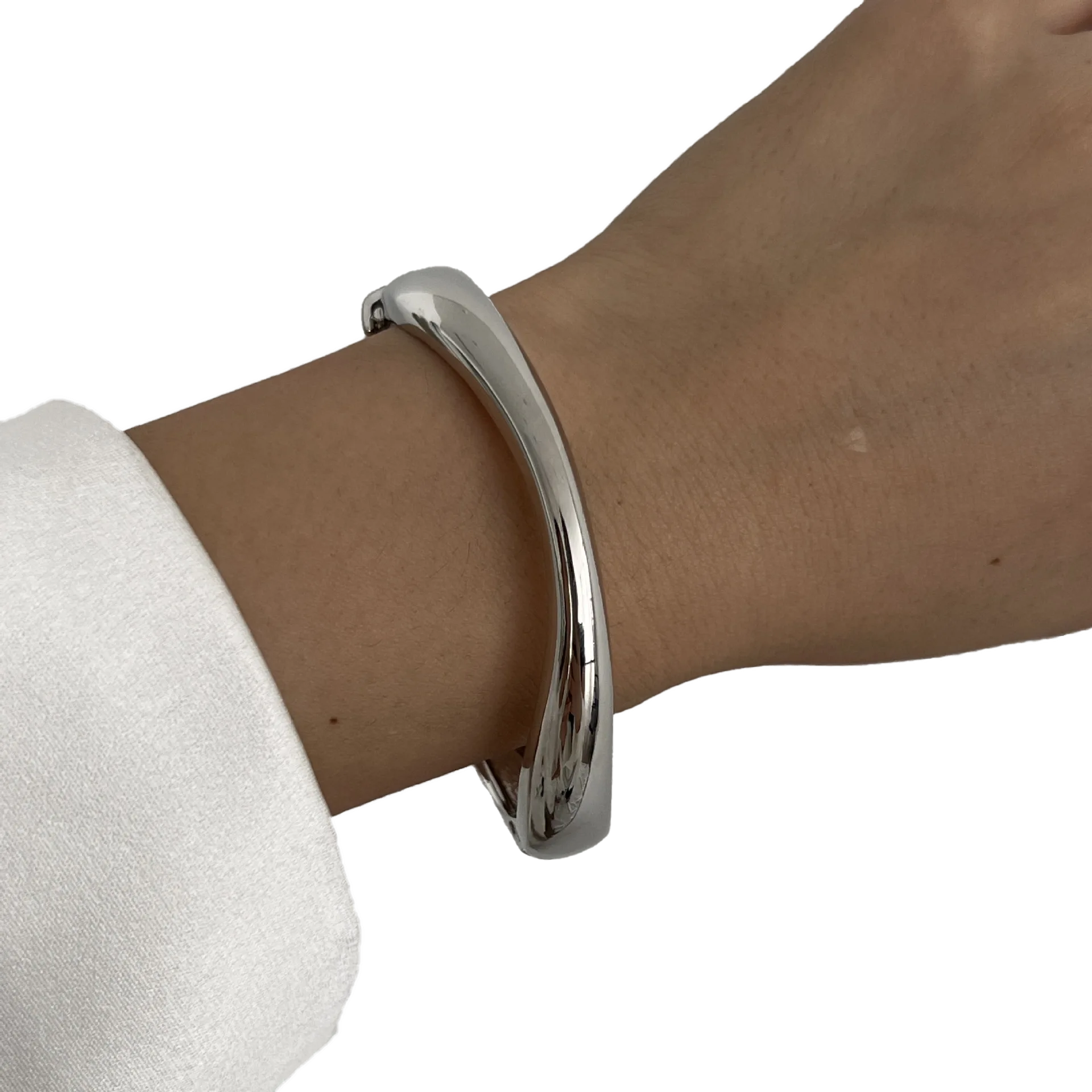 Bracelet manchette argenté